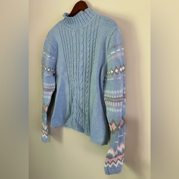 Pendleton Blue Sweater with Patterned Sleeves - Picture 1 of 5